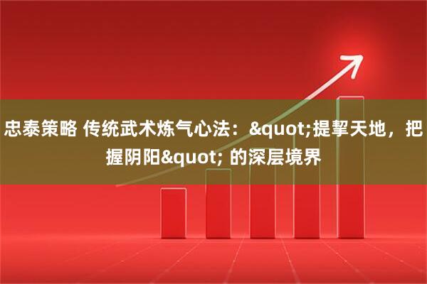 忠泰策略 传统武术炼气心法：&quot;提挈天地，把握阴阳&quot; 的深层境界