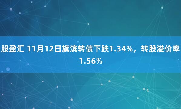 股盈汇 11月12日旗滨转债下跌1.34%，转股溢价率1.56%